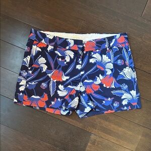 J. Crew Navy Floral Shorts with Red & White Accents